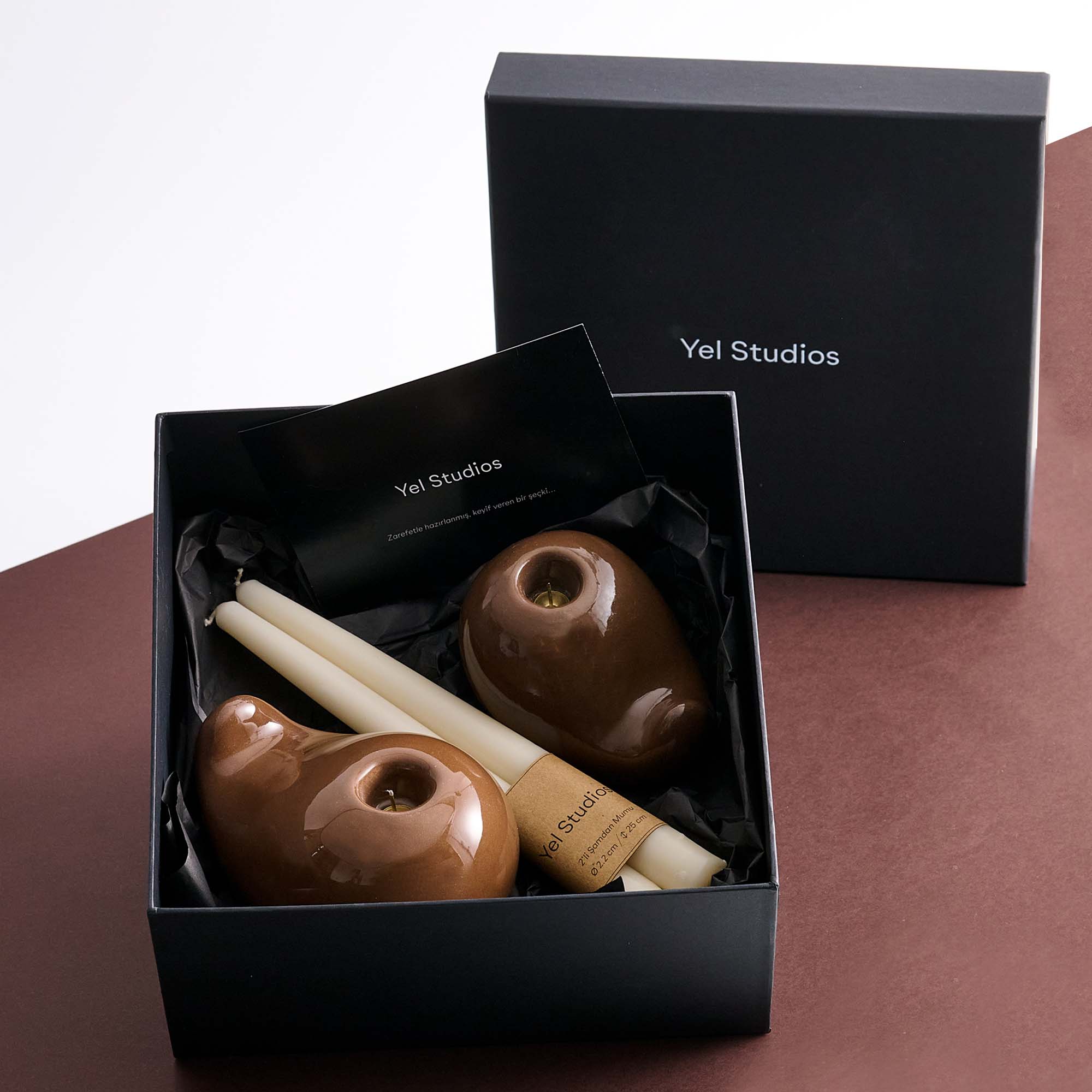 Ceramic Taper Candle Holder Gift Set
