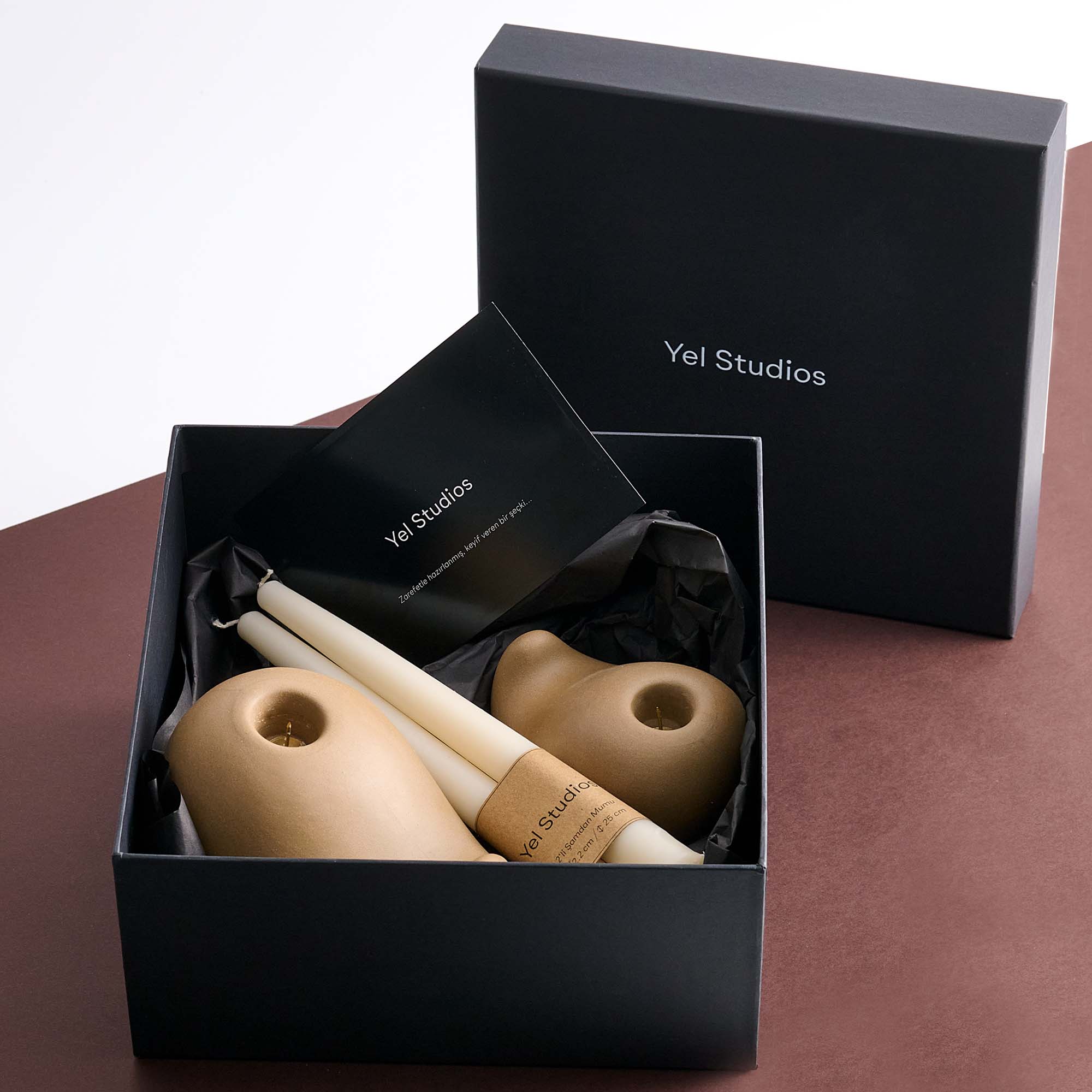Ceramic Taper Candle Holder Gift Set