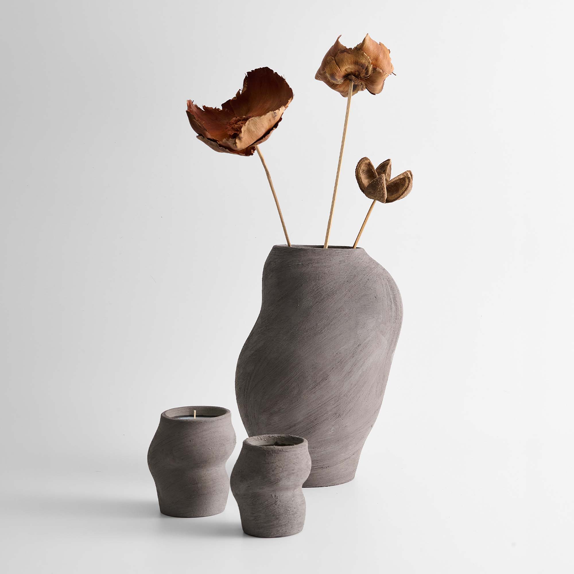 Soaura - Vase & Soa - Candle Set - Anthracite