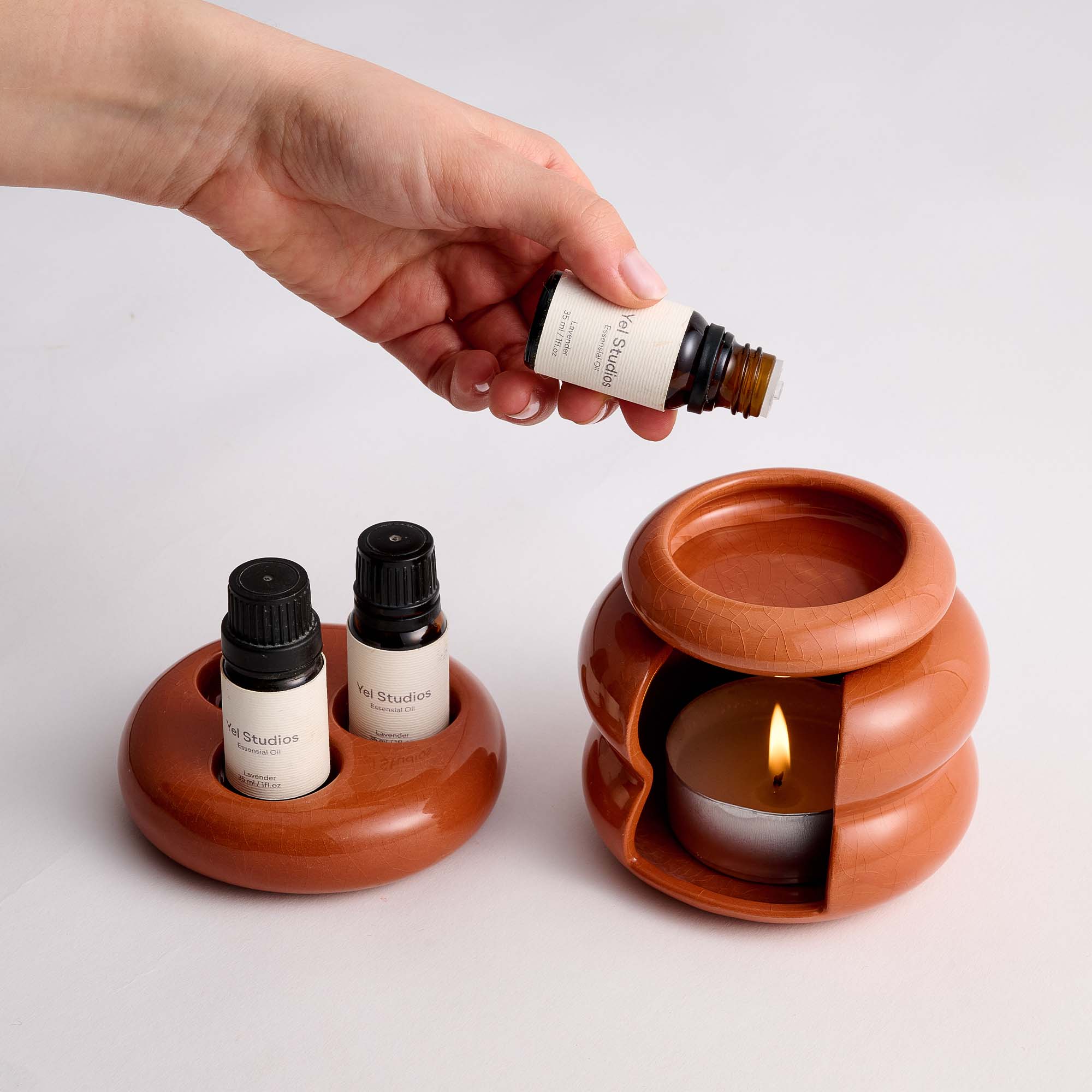 Handmade Stoneware Ceramic Essential Oil Stand & Organizer