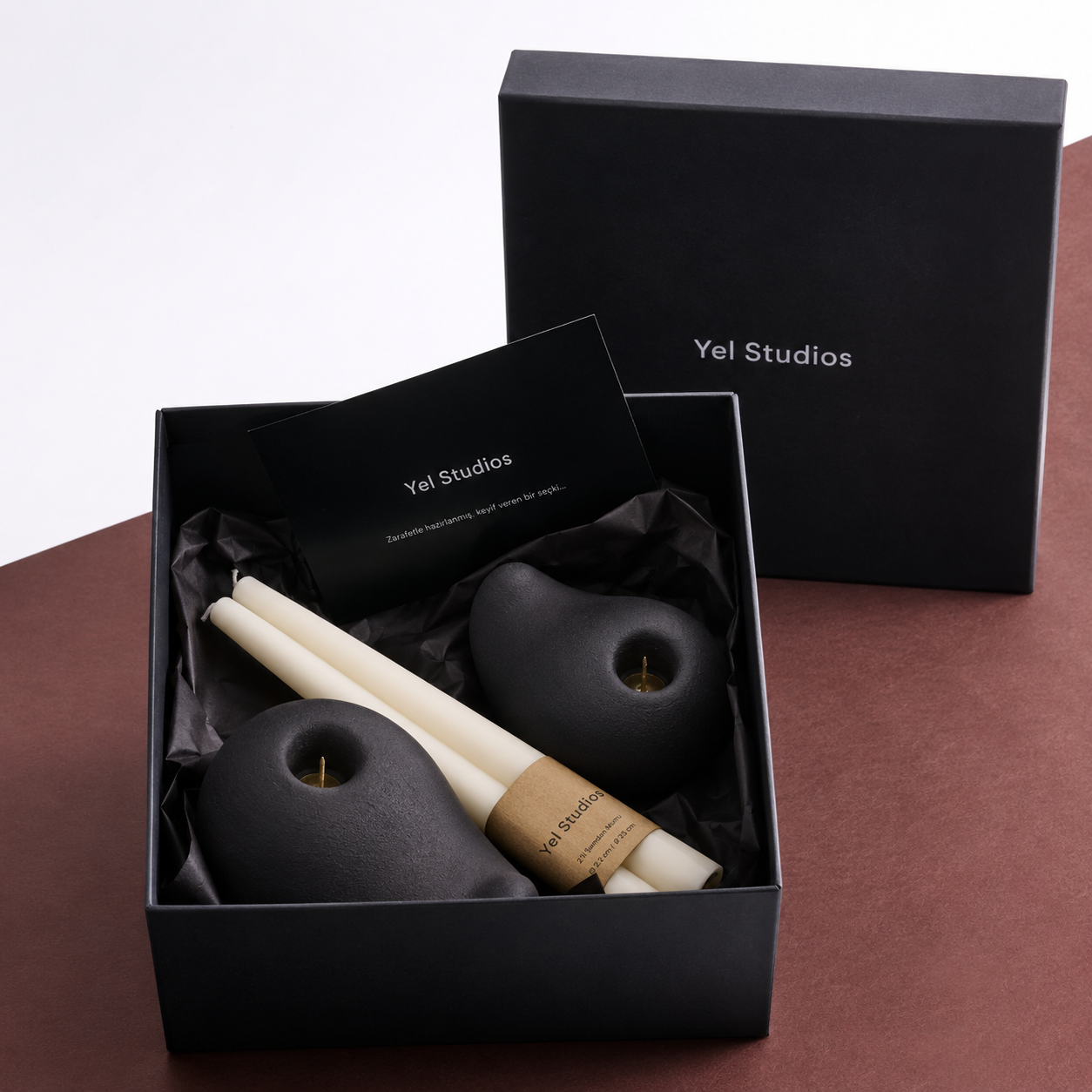 Ceramic Taper Candle Holder Gift Set