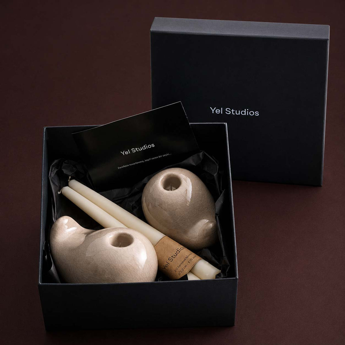 Ceramic Taper Candle Holder Gift Set