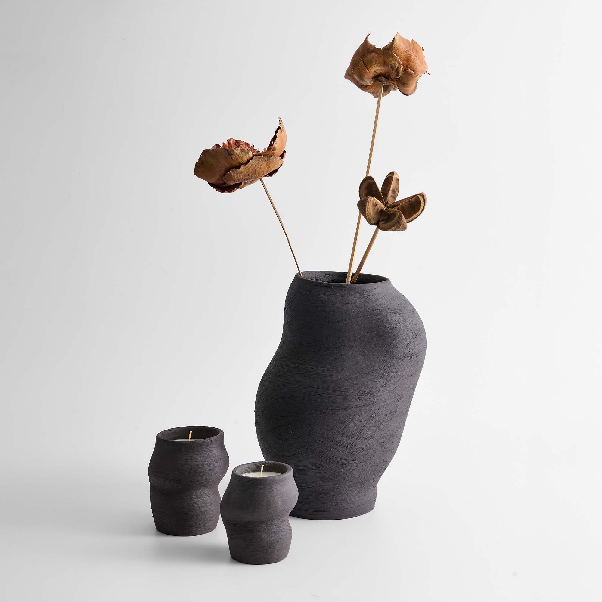 Soaura - Vase & Soa - Candle Set - Black