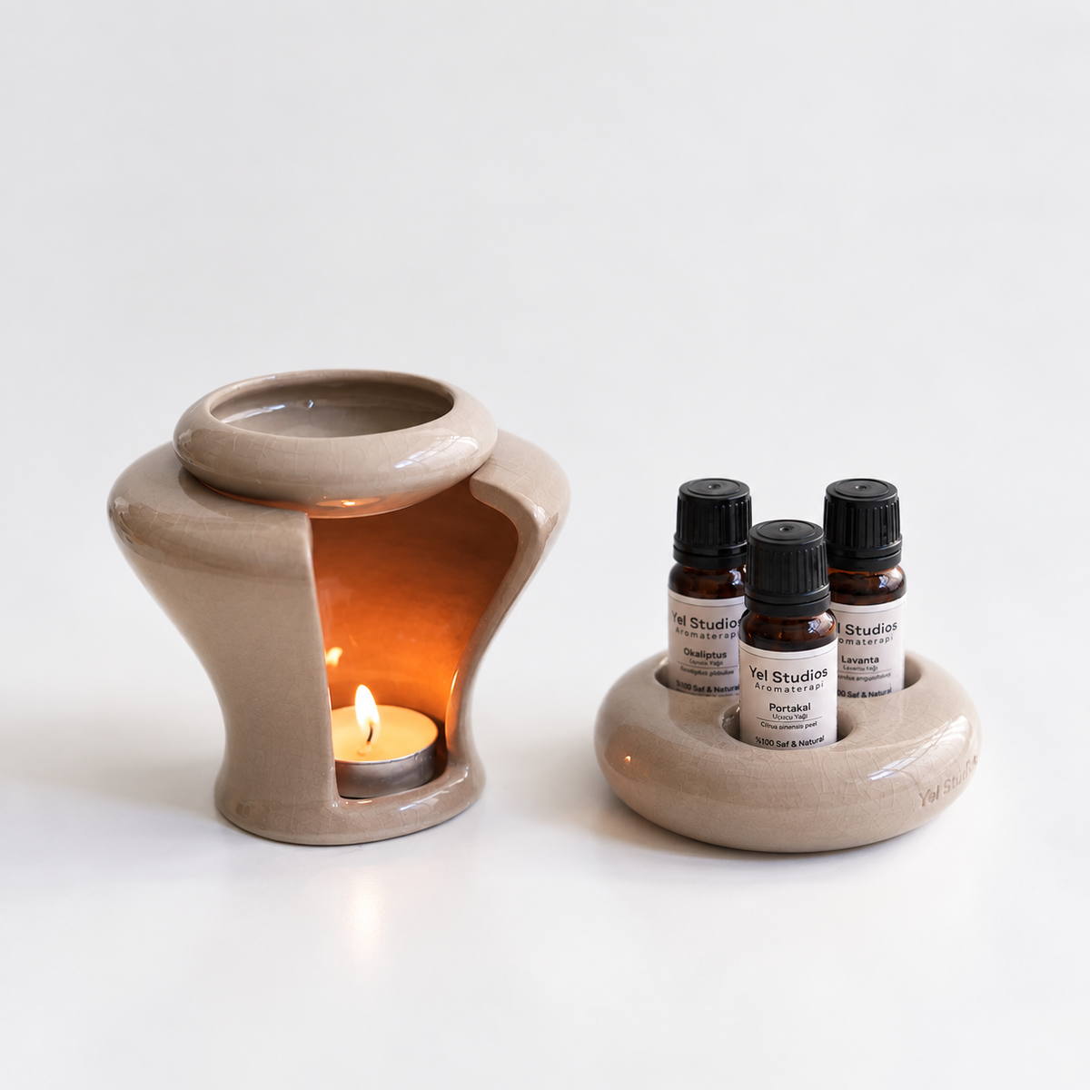 Ceramic Essential Oil Warmer & Oil Stand Set