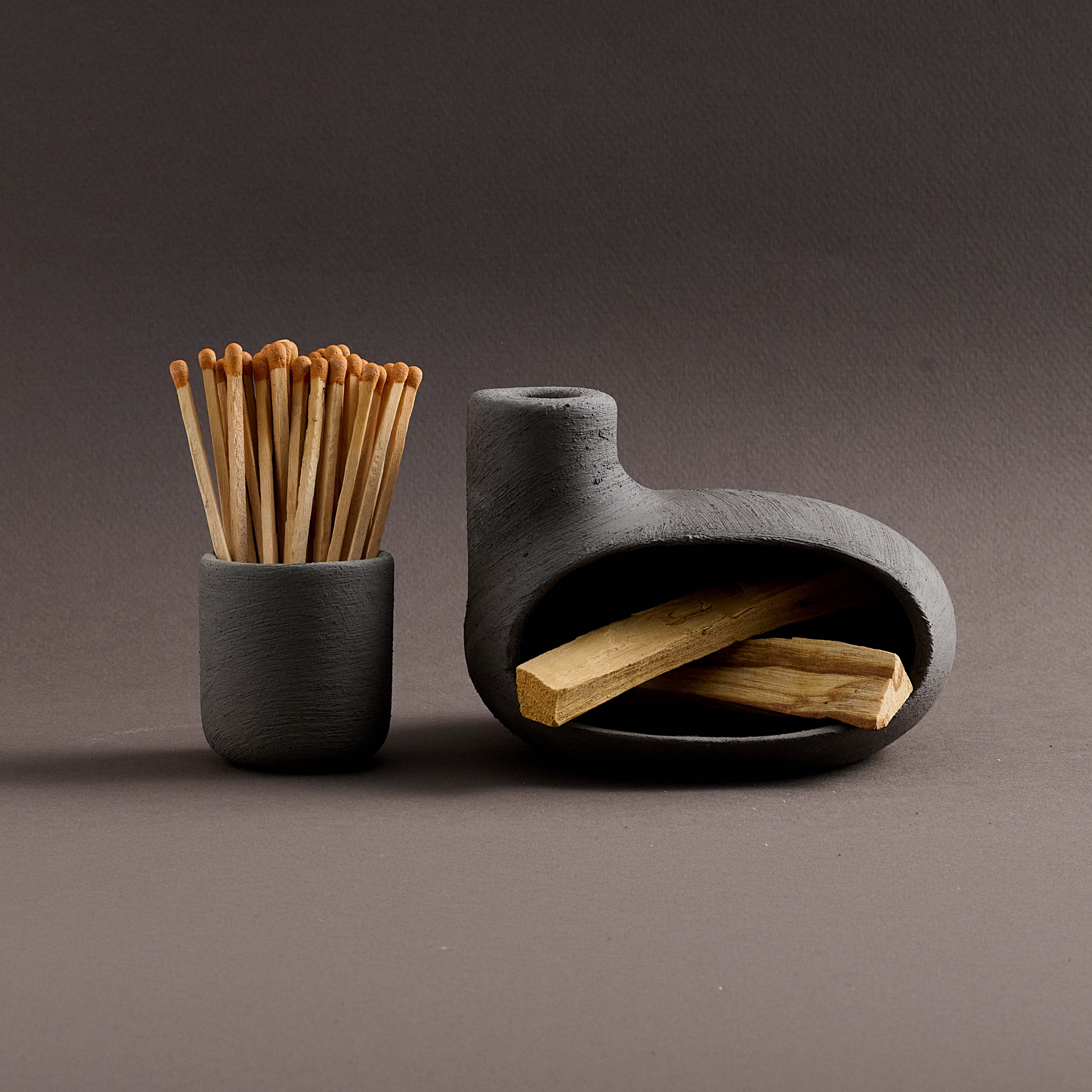 Ceramic Soy Wax Candle & Palo Santo Incense Burner Gift Set
