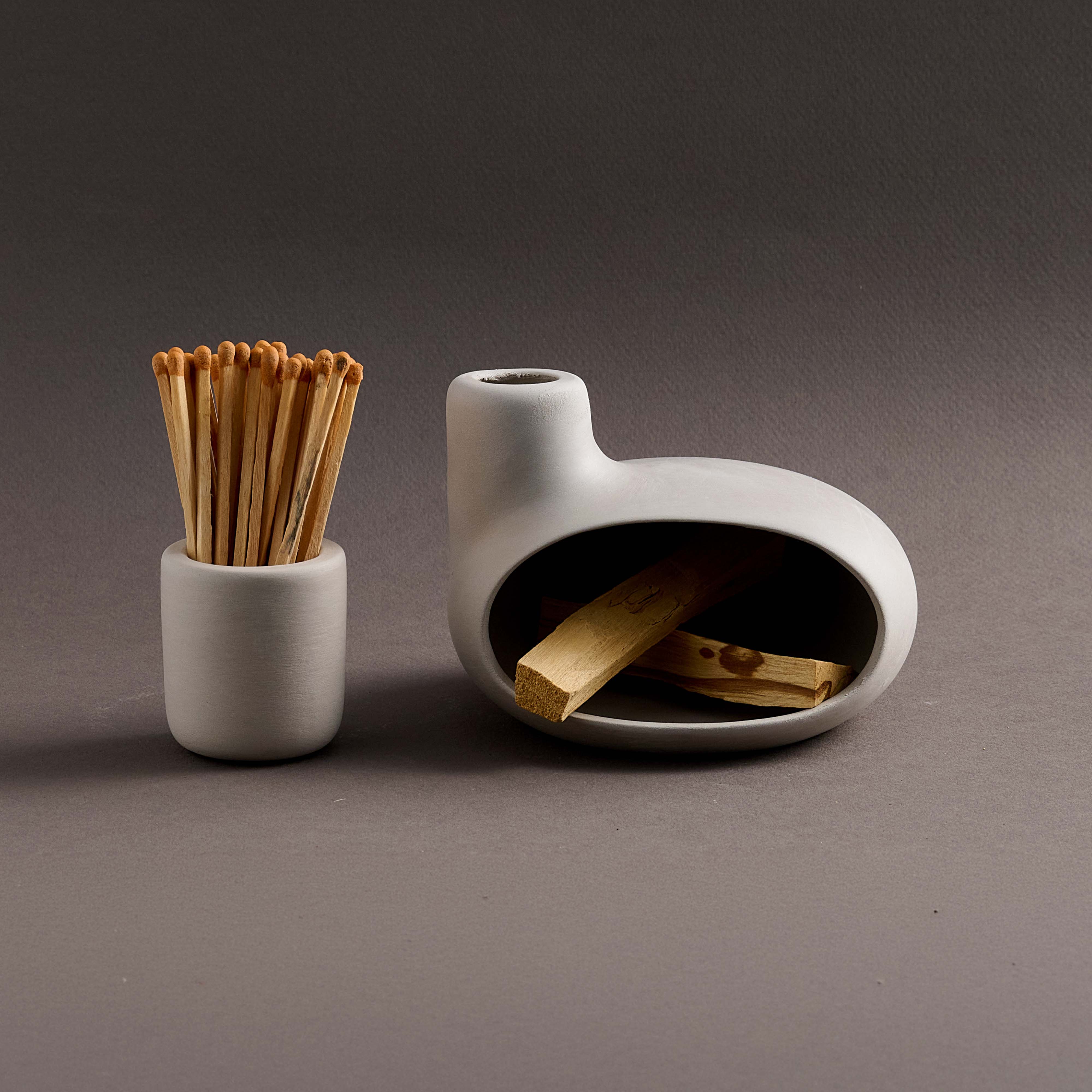 Ceramic Soy Wax Candle & Palo Santo Incense Burner Gift Set