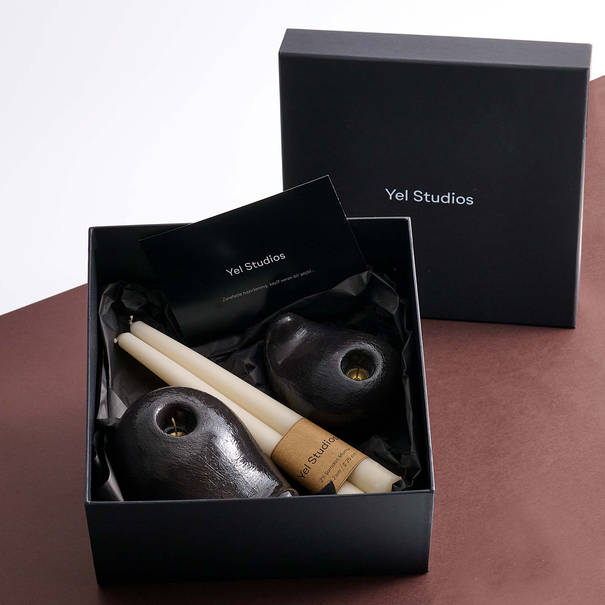 Ceramic Taper Candle Holder Gift Set