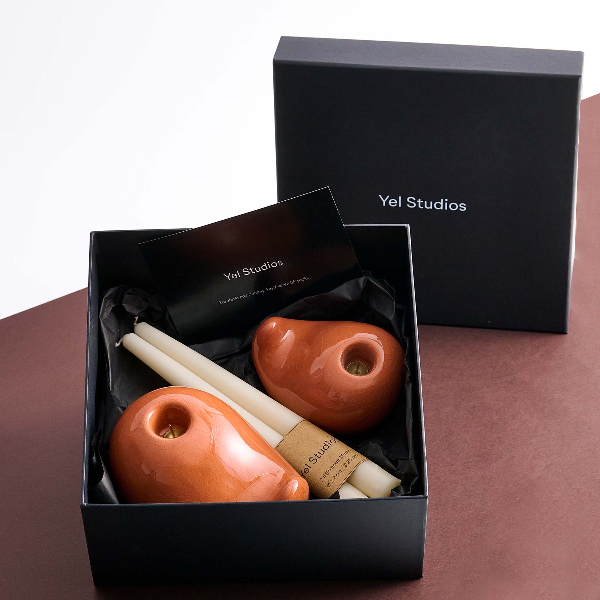 Ceramic Taper Candle Holder Gift Set