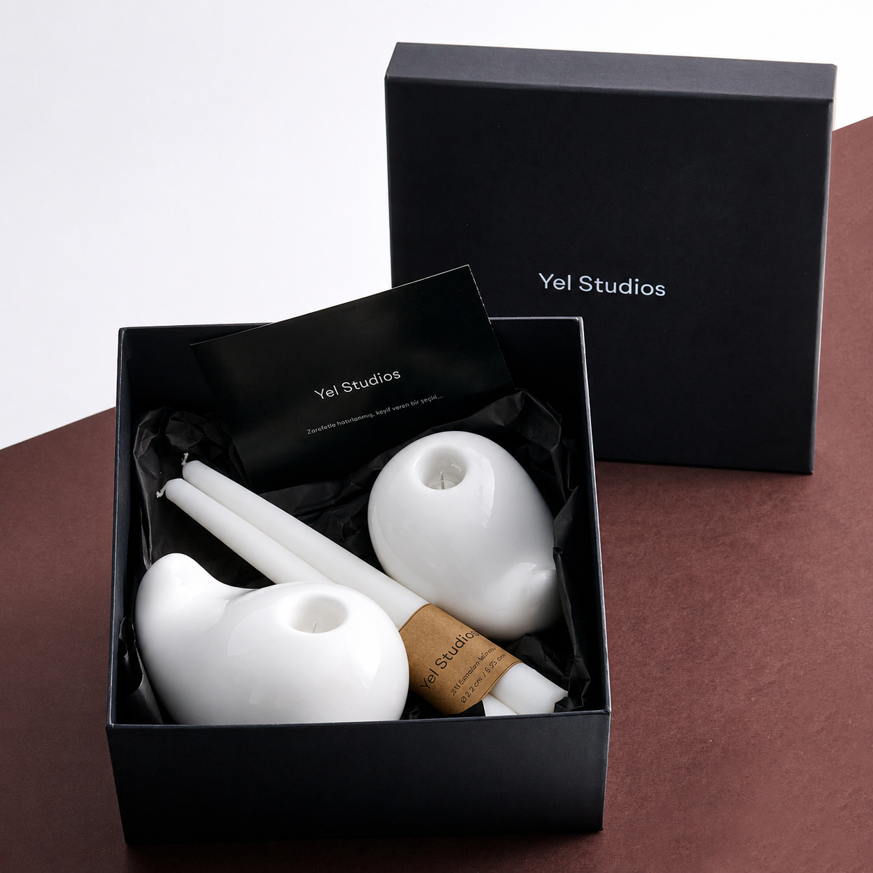 Ceramic Taper Candle Holder Gift Set