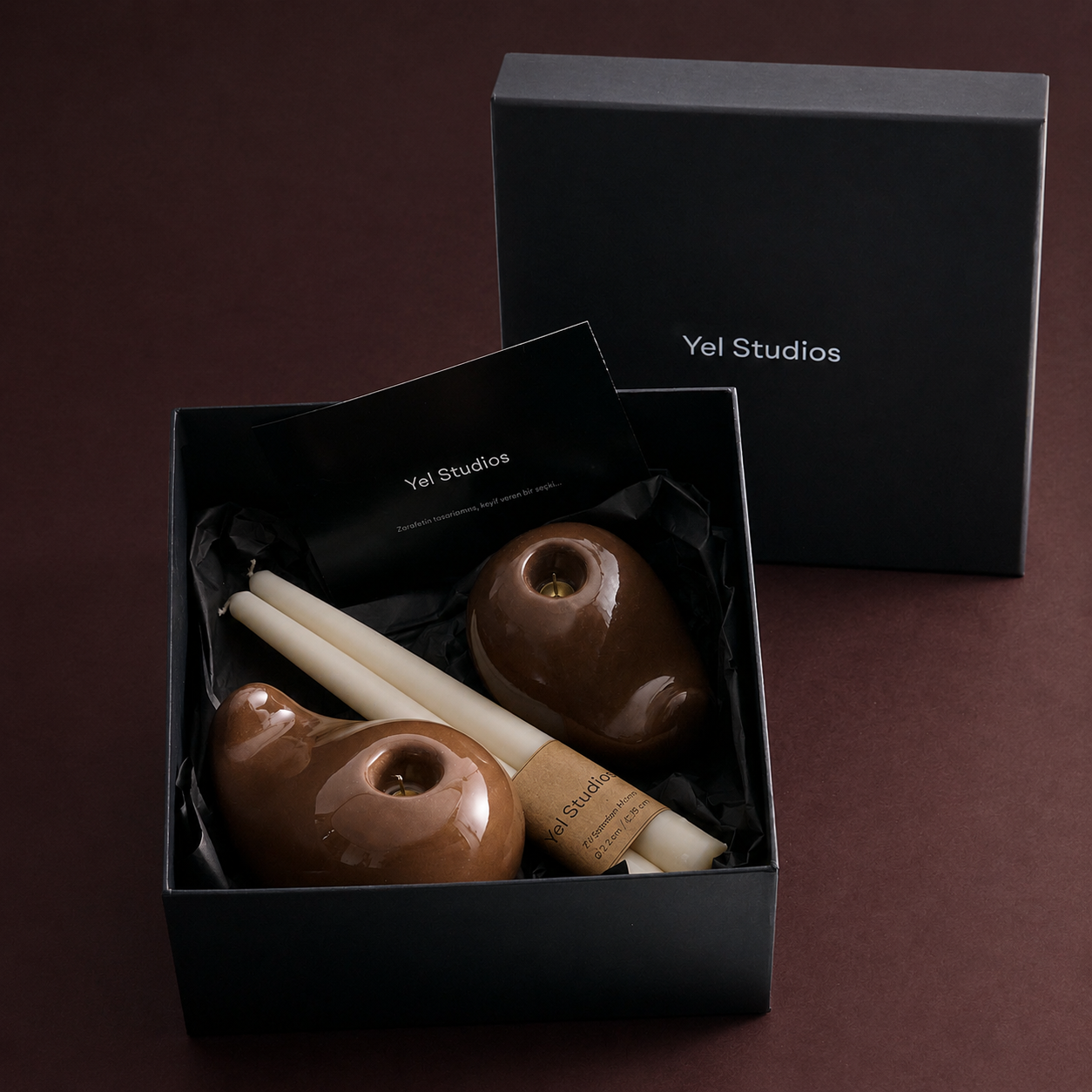 Ritual Gift Set – Candlestick Holder - Dark Brown