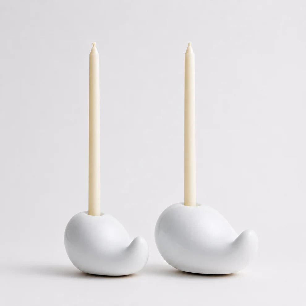 Modern Ceramic Taper Candle Holder Set of 2