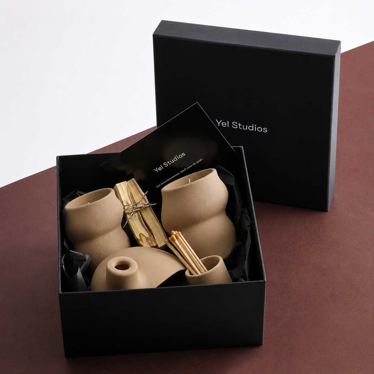 Ceramic Soy Wax Candle & Palo Santo Incense Burner Gift Set